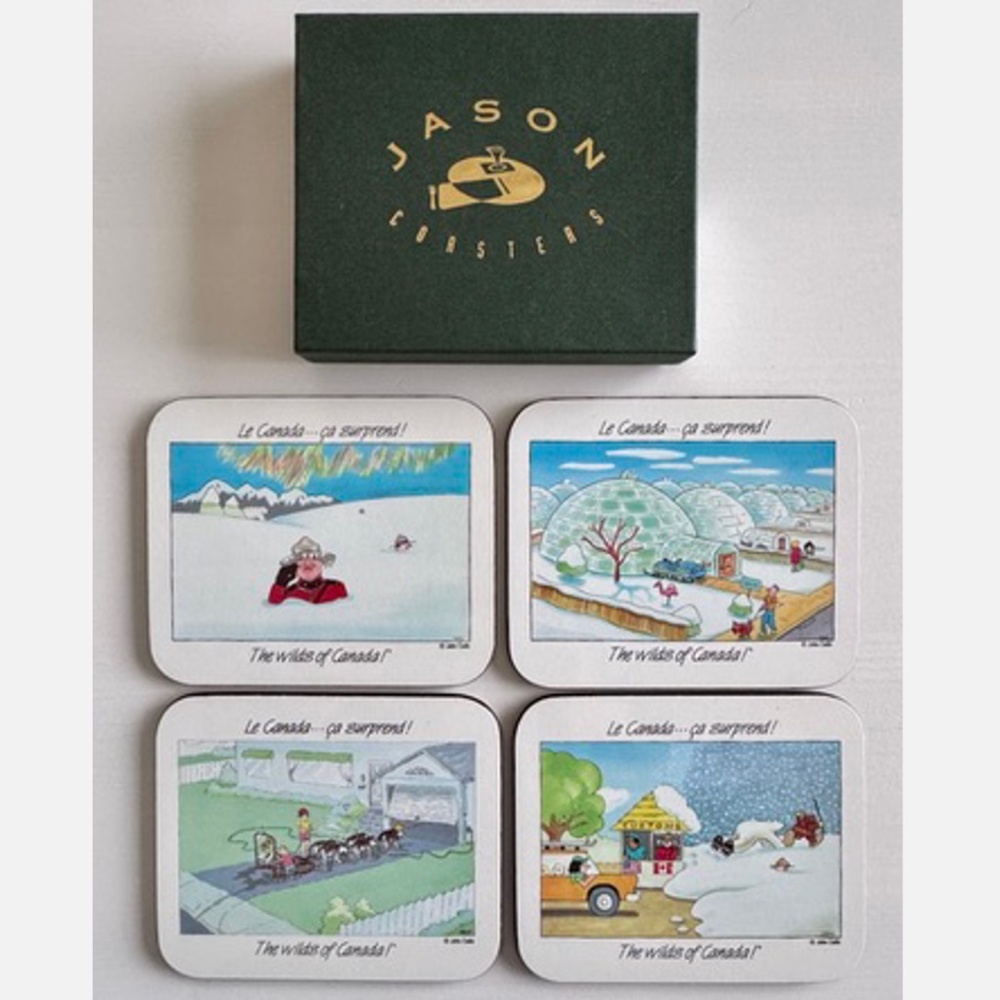 Jason Coasters (4) The Wilds of Canada by John Cadiz rectangle cork back Eng/Fre